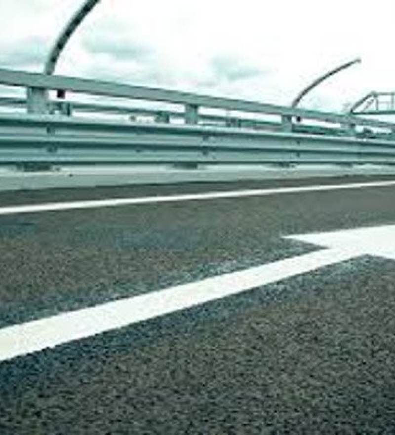 Highway road markings, directional arrow.